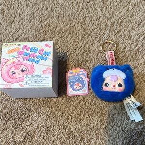 Petit Cat Wearable Baby Doll Keychain - Blue